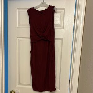 Elegant Maternity Burgundy Sleeveless Dress